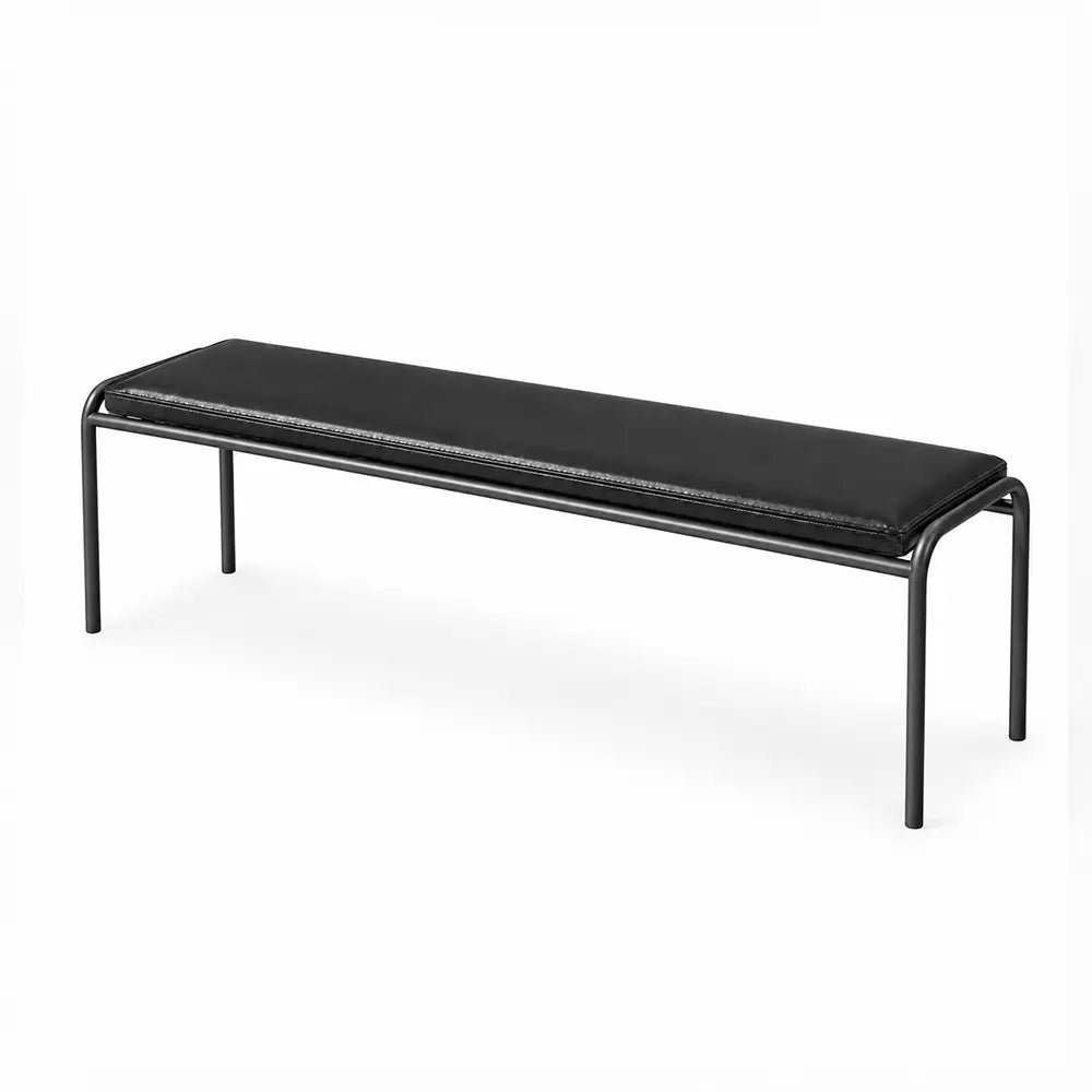 SOLARA Outdoor Matte Leather Cushion - Water-Resistant 3cm Padded Seat Pad for Bench/Chair/Sofa/Bar Stool - Black