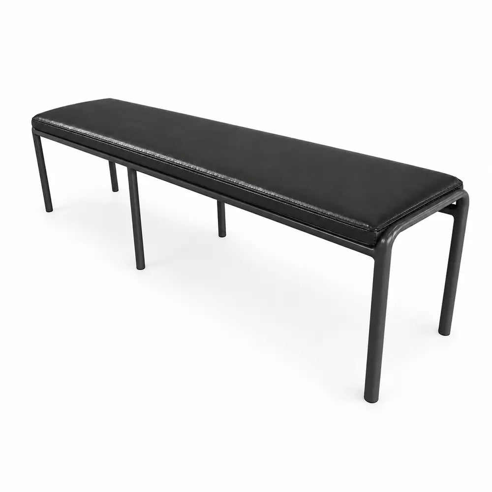 SOLARA Outdoor Matte Leather Cushion - Water-Resistant 3cm Padded Seat Pad for Bench/Chair/Sofa/Bar Stool - Black