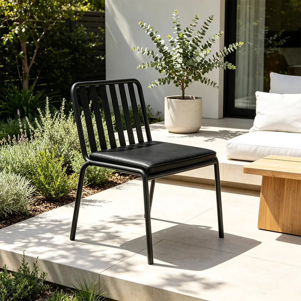 SOLARA Outdoor Matte Leather Cushion - Water-Resistant 3cm Padded Seat Pad for Bench/Chair/Sofa/Bar Stool - Black