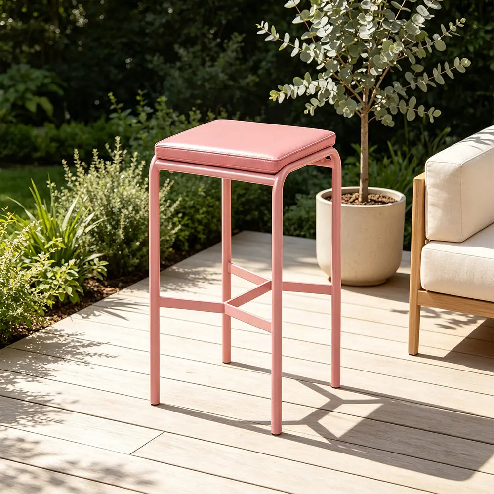SOLARA Outdoor Matte Leather Cushion - Water-Resistant 3cm Padded Seat Pad for Bench/Chair/Sofa/Bar Stool - Pink