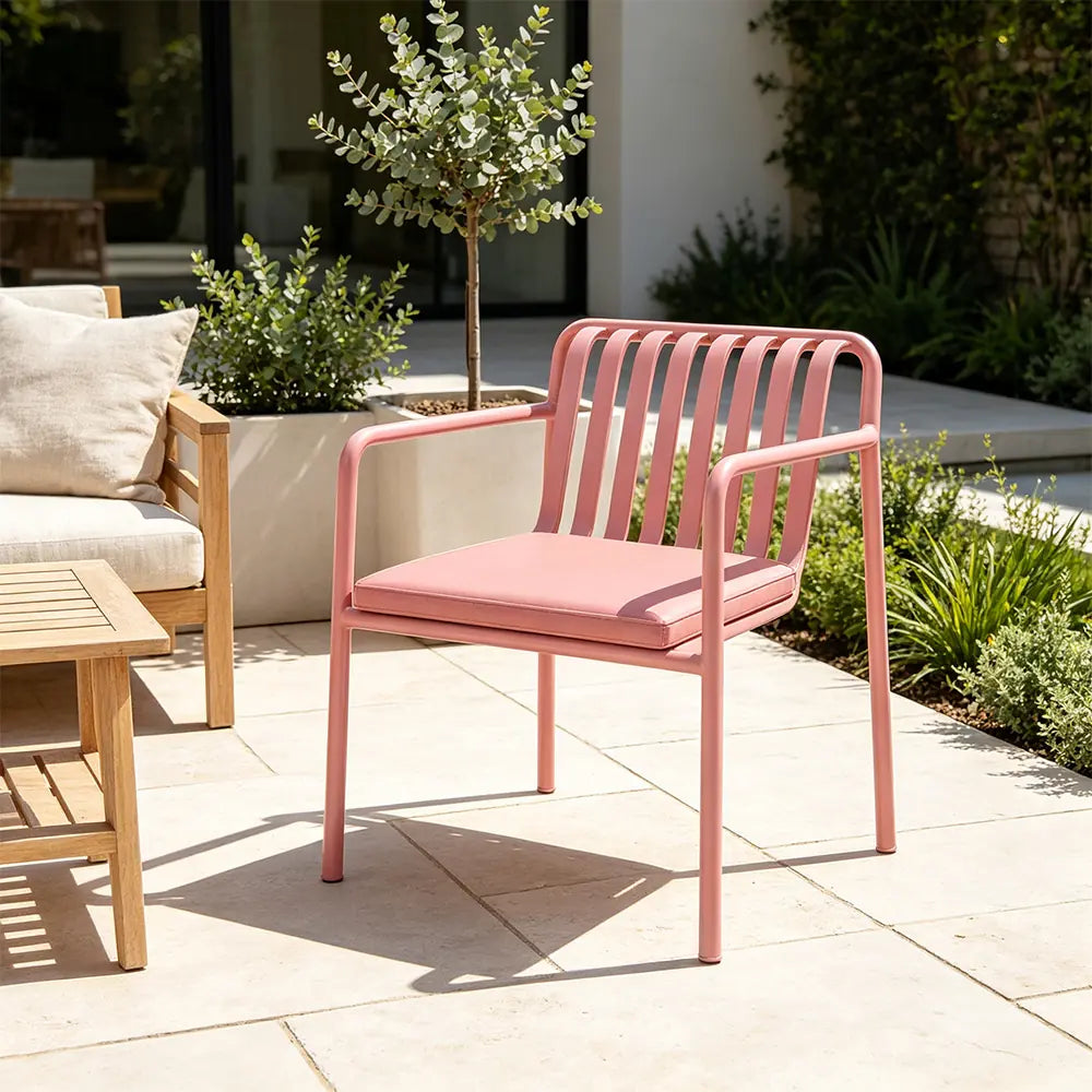 SOLARA Outdoor Matte Leather Cushion - Water-Resistant 3cm Padded Seat Pad for Bench/Chair/Sofa/Bar Stool - Pink