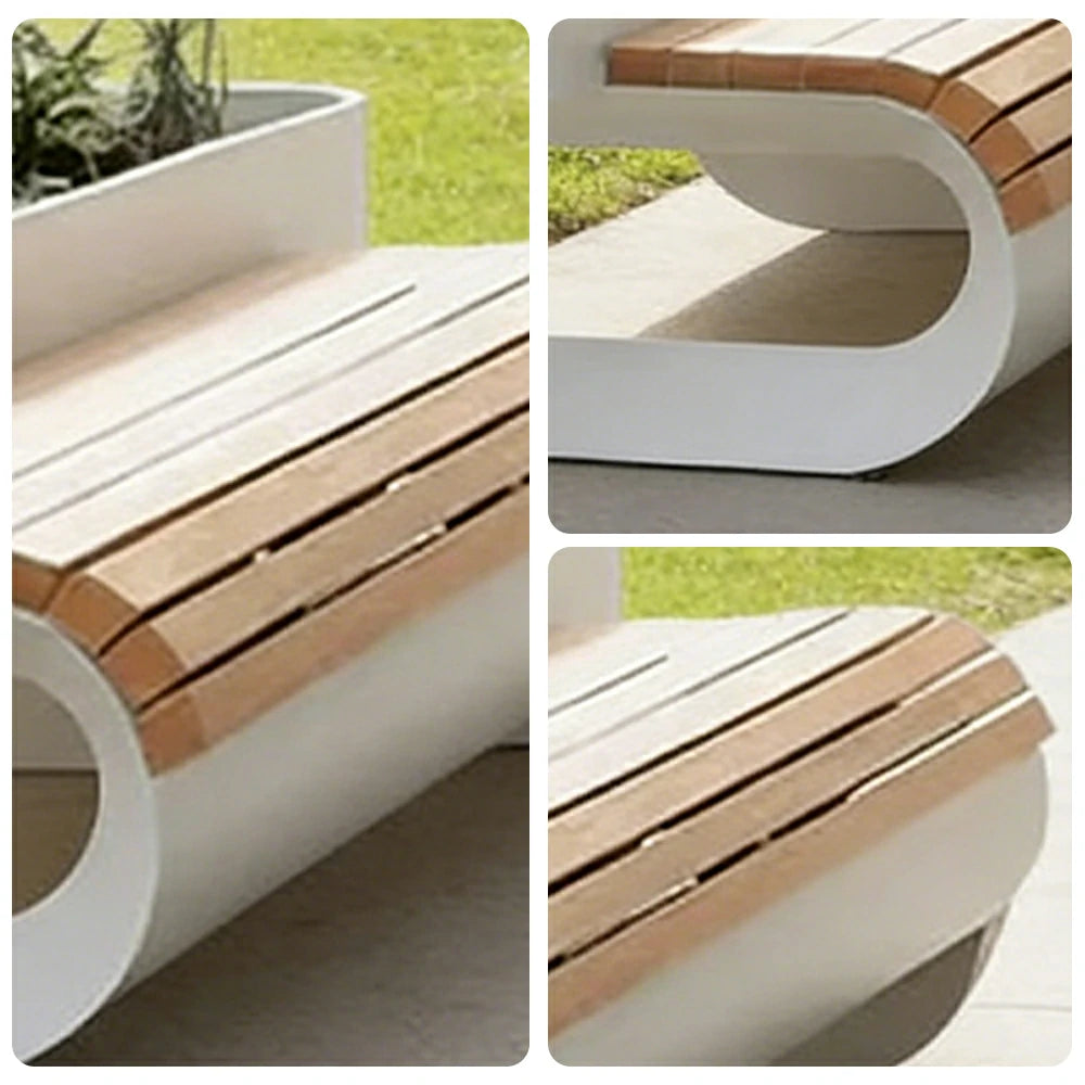 SOLARA 160/180/200cm Landscape Planter Bench Stable Metal Support with Integrated Design for Street Courtyard