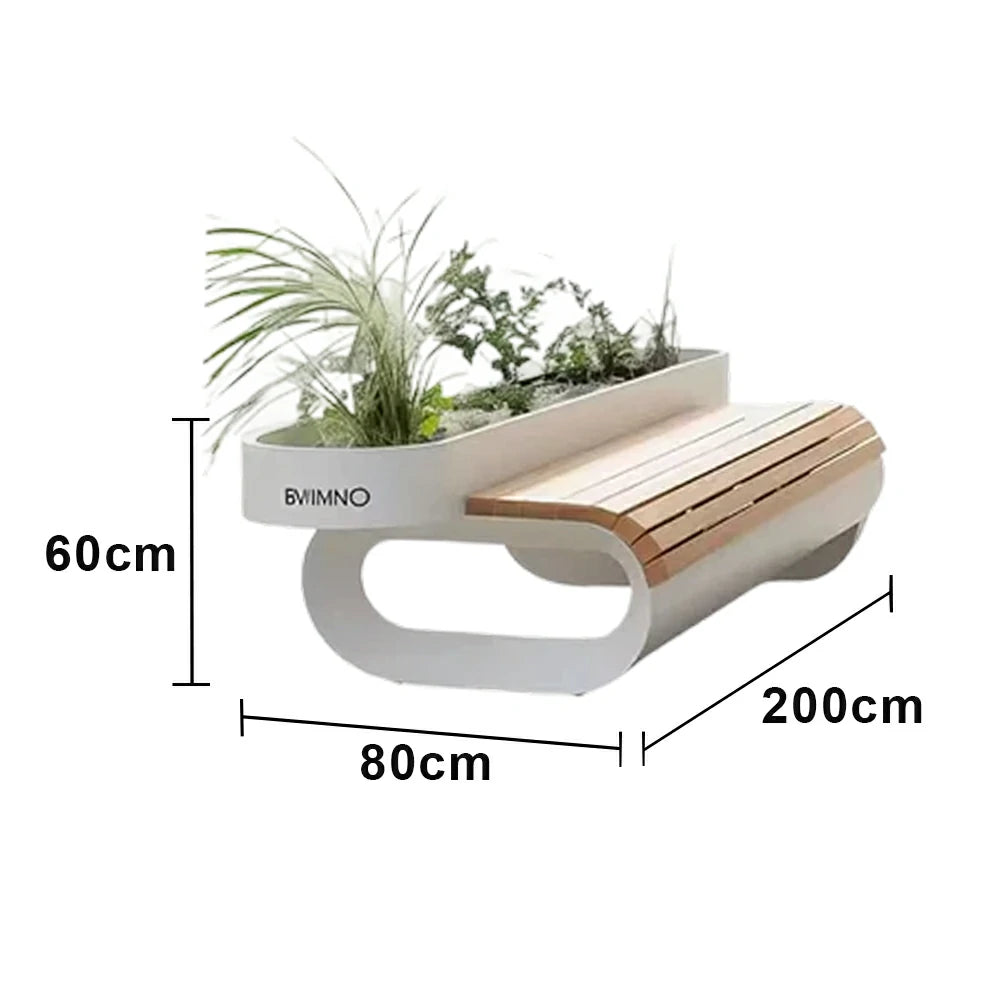 SOLARA 160/180/200cm Landscape Planter Bench Stable Metal Support with Integrated Design for Street Courtyard