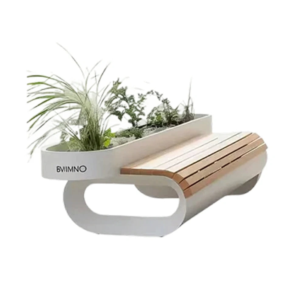 SOLARA 160/180/200cm Landscape Planter Bench Stable Metal Support with Integrated Design for Street Courtyard