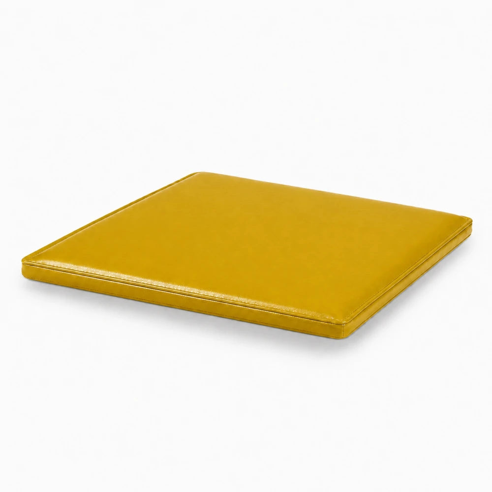 SOLARA Outdoor Matte Leather Cushion - Water-Resistant 3cm Padded Seat Pad for Bench/Chair/Sofa/Bar Stool - Yellow