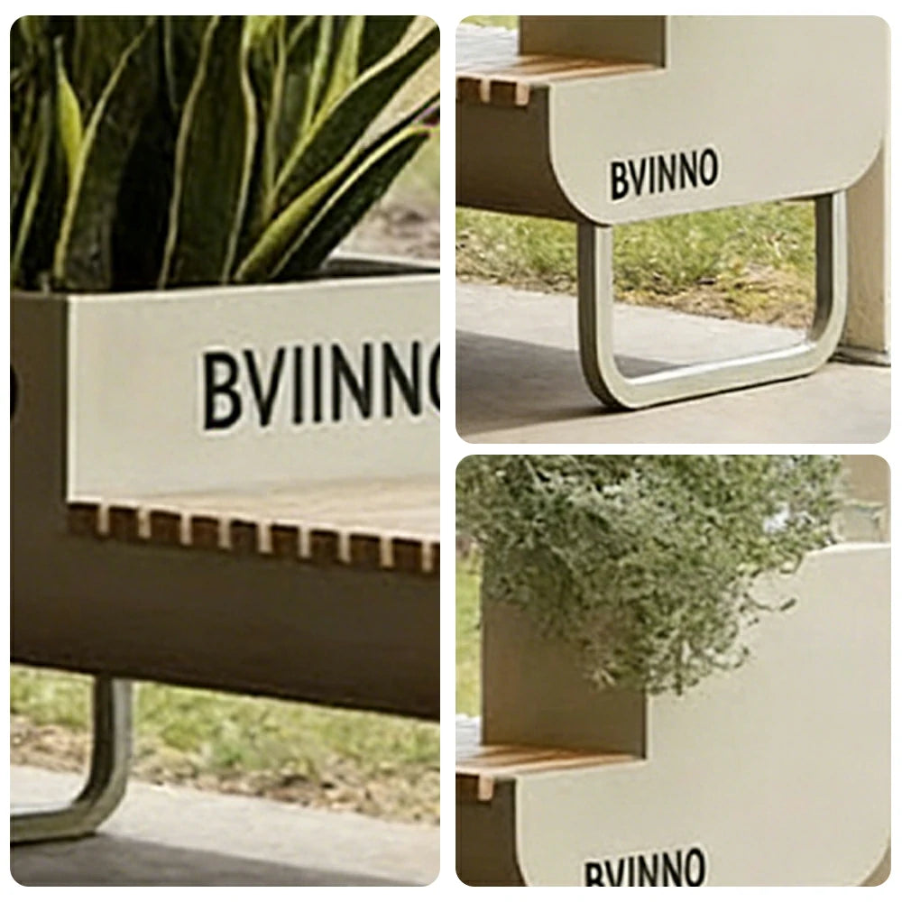 SOLARA 200/220/240cm Outdoor Planter Bench Set Streamlined Design with Durable Structure for Park Cafe Seating