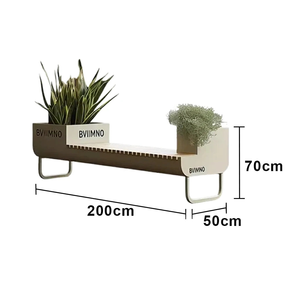 SOLARA 200/220/240cm Outdoor Planter Bench Set Streamlined Design with Durable Structure for Park Cafe Seating
