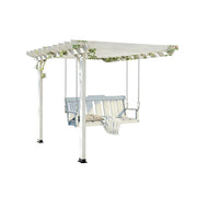 SOLARA Wall Mounted Swing Gazebo Finnish Solid Wood with Double Seat for Garden Patio Relaxation - White