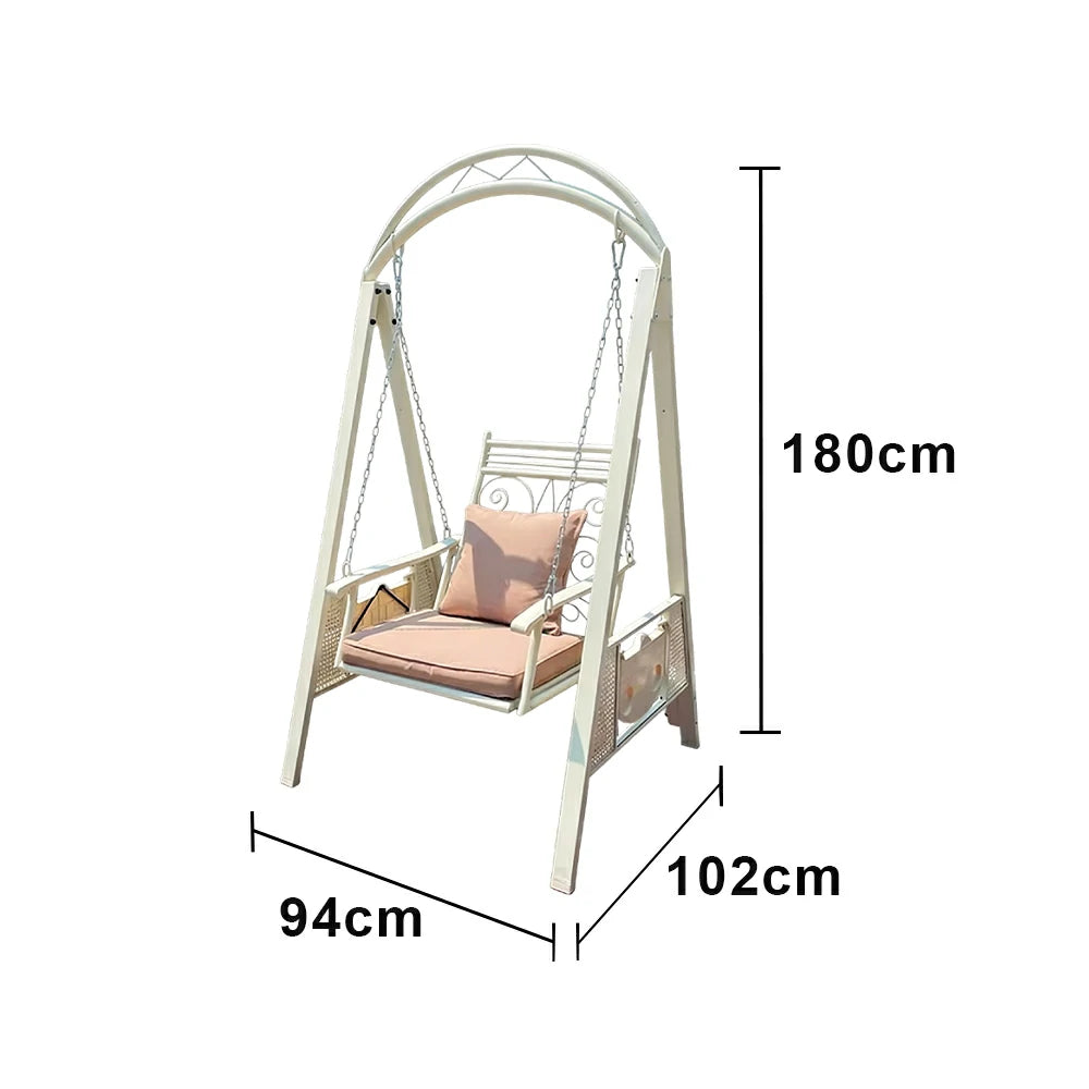 SOLARA Outdoor Swing Chair Alloy Steel Frame Heavy Duty Garden Patio Bench with Cushions for Backyard Balcony - Beige