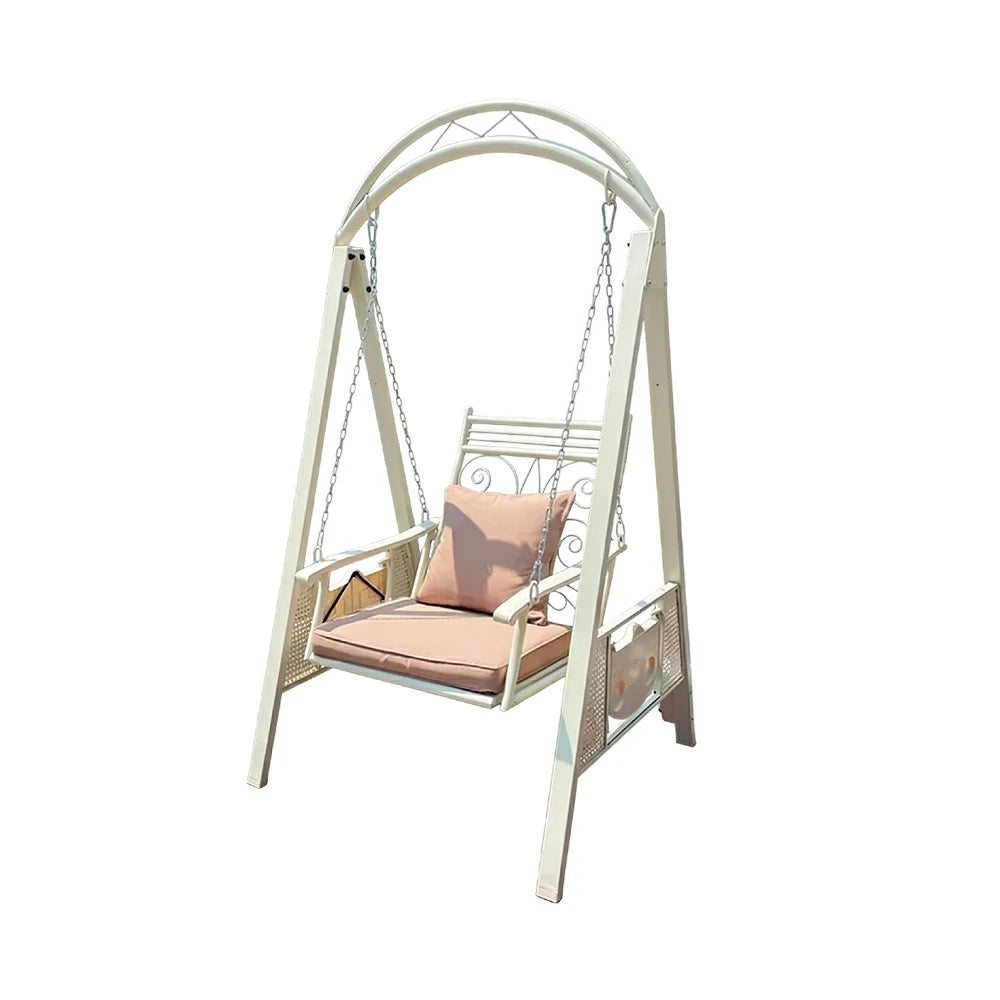 SOLARA Outdoor Swing Chair Alloy Steel Frame Heavy Duty Garden Patio Bench with Cushions for Backyard Balcony - Beige