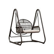 SOLARA Outdoor Rattan Swing Chair PE Wicker Breathable Seat Spring Suspension Steel Frame for Garden Patio Balcony - Black