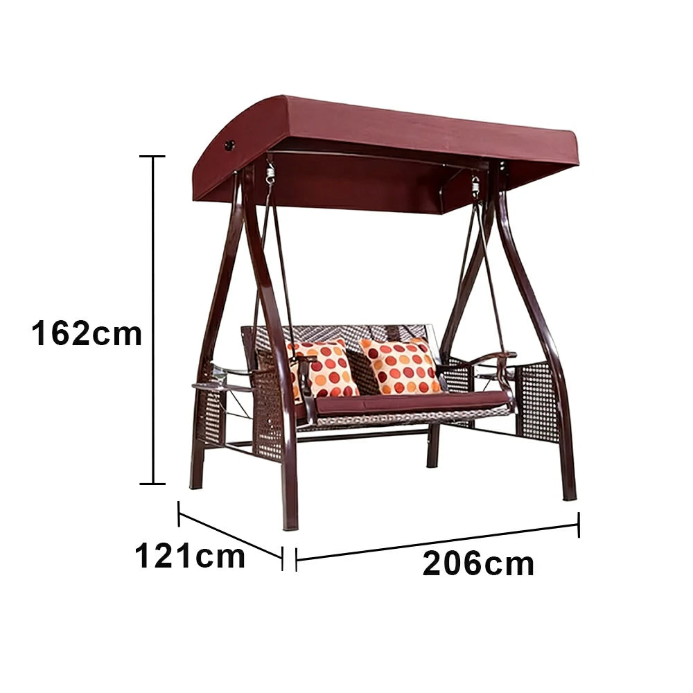 SOLARA Outdoor Canopy Swing Chair Galvanised Steel Frame Adjustable Sunshade for Garden Patio Backyard - Wine