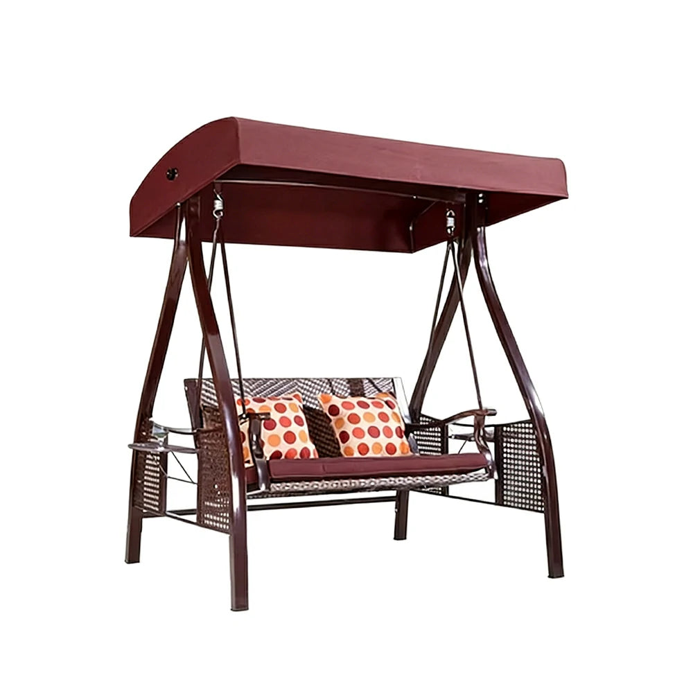 SOLARA Outdoor Canopy Swing Chair Galvanised Steel Frame Adjustable Sunshade for Garden Patio Backyard - Wine