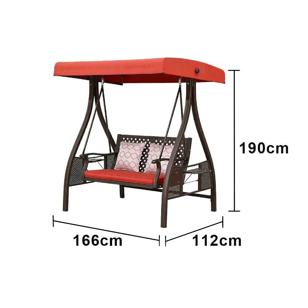 SOLARA Outdoor Canopy Swing Chair Galvanised Steel Frame Adjustable Sunshade for Garden Patio Backyard - Red