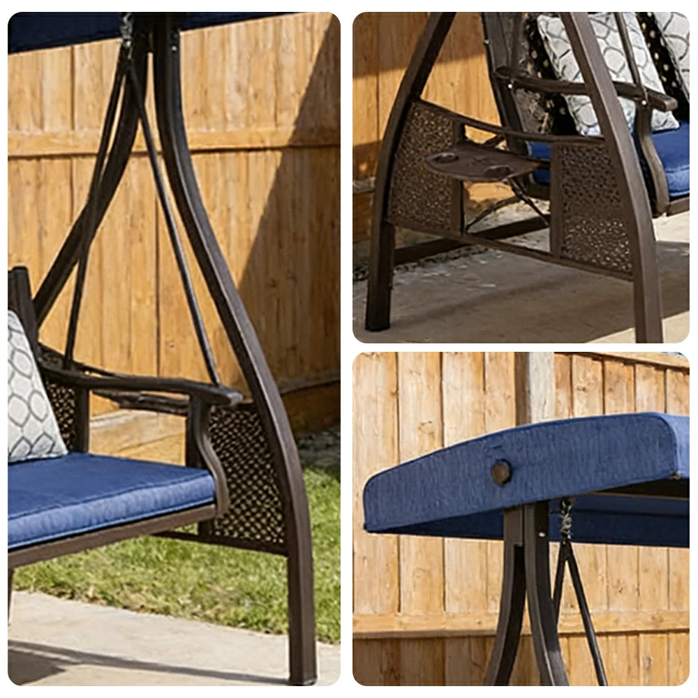 SOLARA Outdoor Canopy Swing Chair Galvanised Steel Frame Adjustable Sunshade for Garden Patio Backyard - Blue