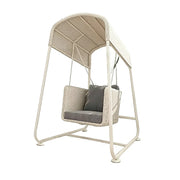 SOLARA Outdoor Swing Chair Aluminium Frame Handwoven Backrest Canopy Cushioned Seat for Garden Patio Balcony - White