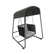 SOLARA Outdoor Swing Chair Aluminium Frame Handwoven Backrest Canopy Cushioned Seat for Garden Patio Balcony - Black