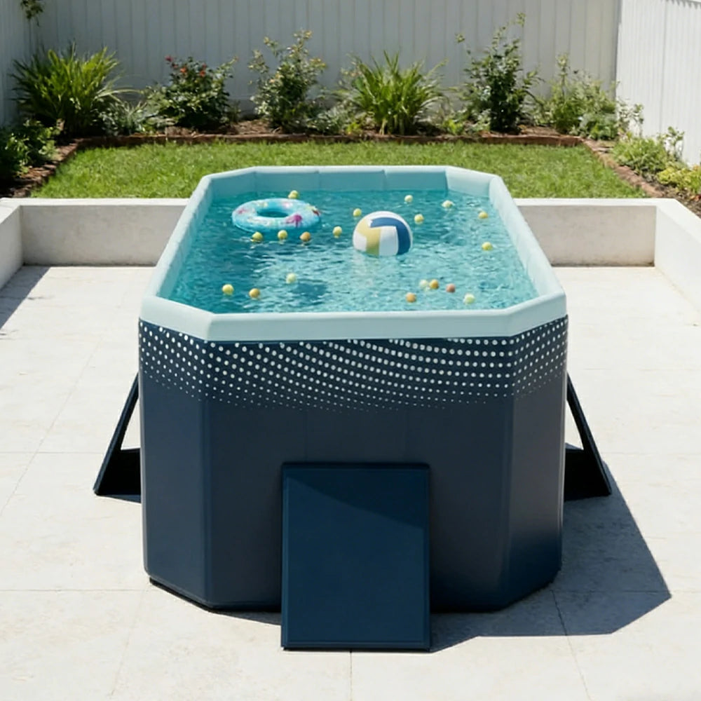 TREKKA Reinforced Family Swimming Pool Double Layer Composite High Strength 160/210/260cm Family Backyard Use - Dark Blue
