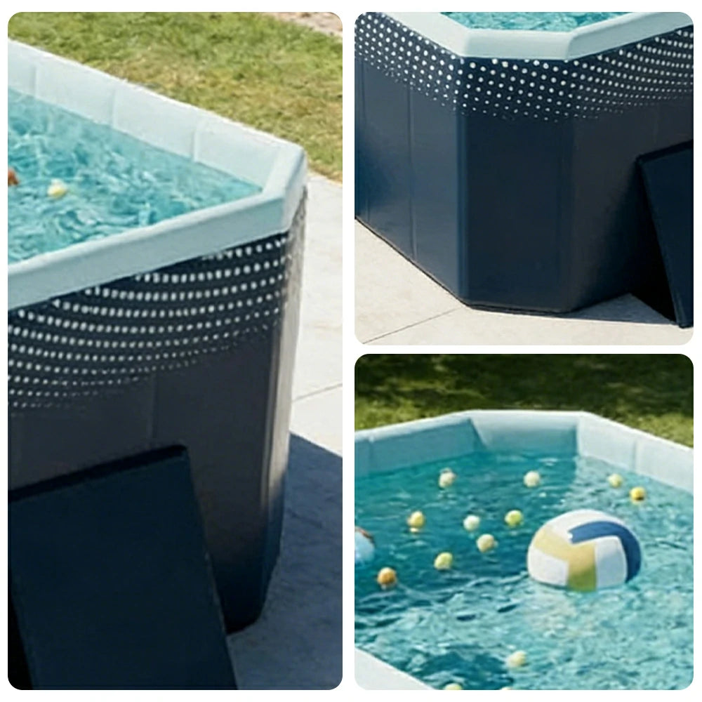 TREKKA Reinforced Family Swimming Pool Double Layer Composite High Strength 160/210/260cm Family Backyard Use - Dark Blue