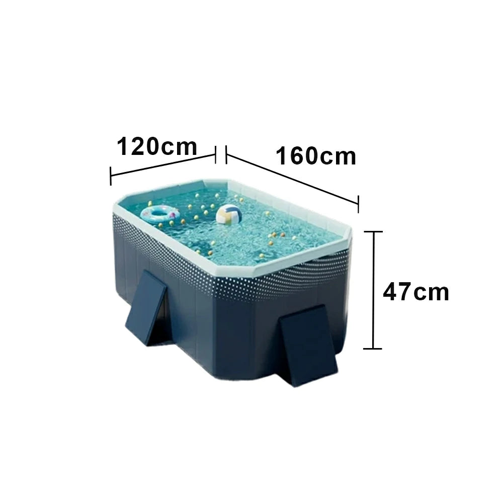 TREKKA Reinforced Family Swimming Pool Double Layer Composite High Strength 160/210/260cm Family Backyard Use - Dark Blue