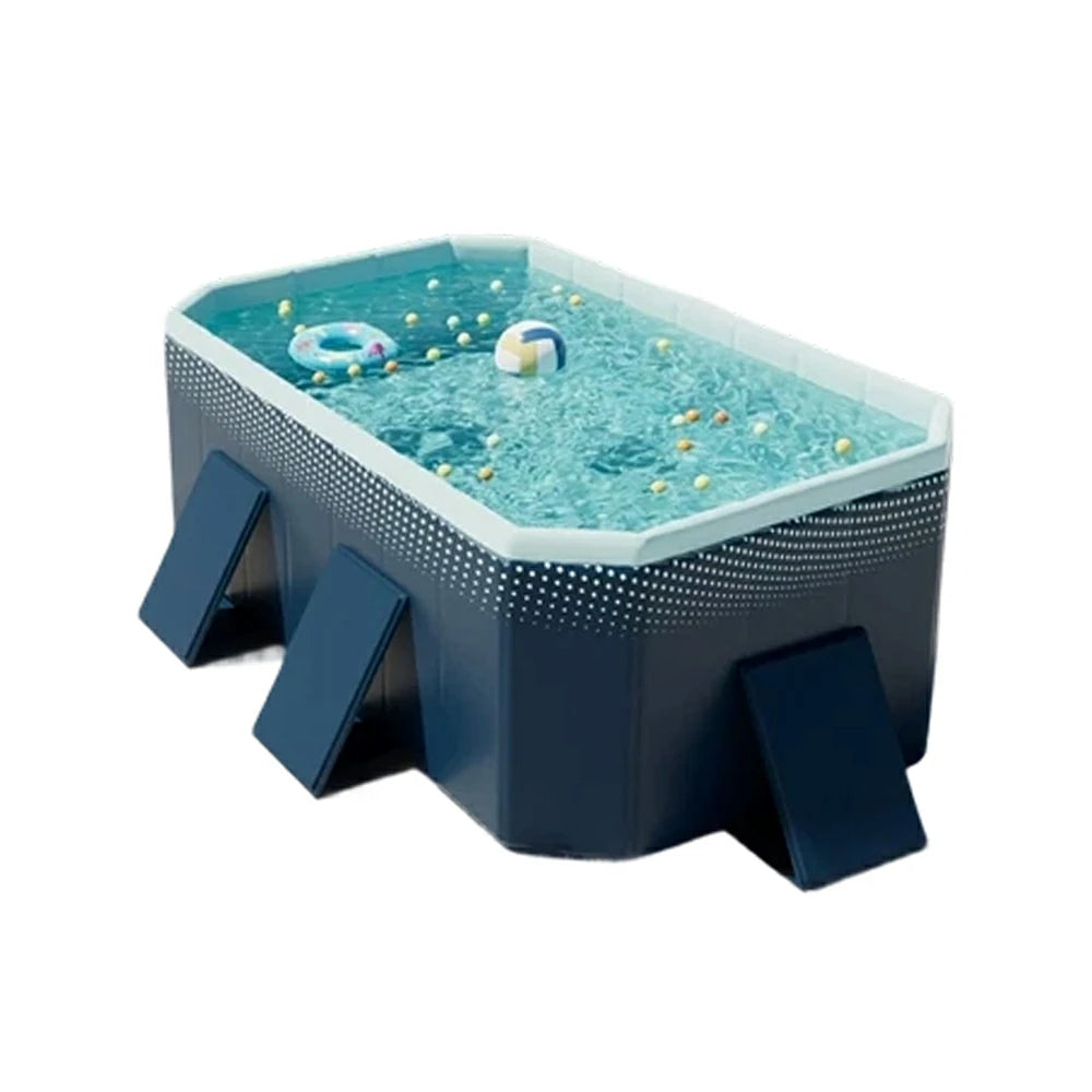 TREKKA Reinforced Family Swimming Pool Double Layer Composite High Strength 160/210/260cm Family Backyard Use - Dark Blue