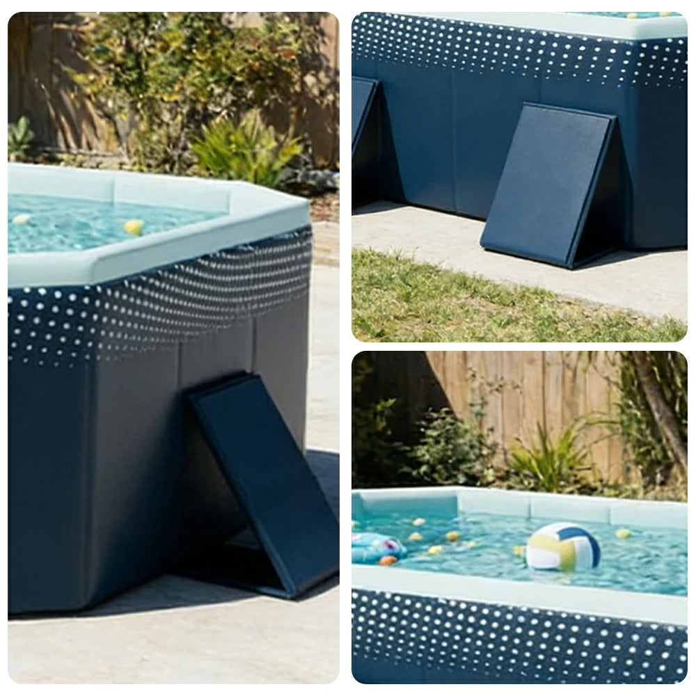 TREKKA Reinforced Family Swimming Pool Double Layer Composite High Strength 160/210/260cm Family Backyard Use - Dark Blue