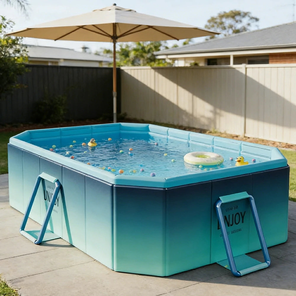 TREKKA Reinforced Family Swimming Pool Double Layer Composite High Strength 160/210/260cm Family Backyard Use - Blue