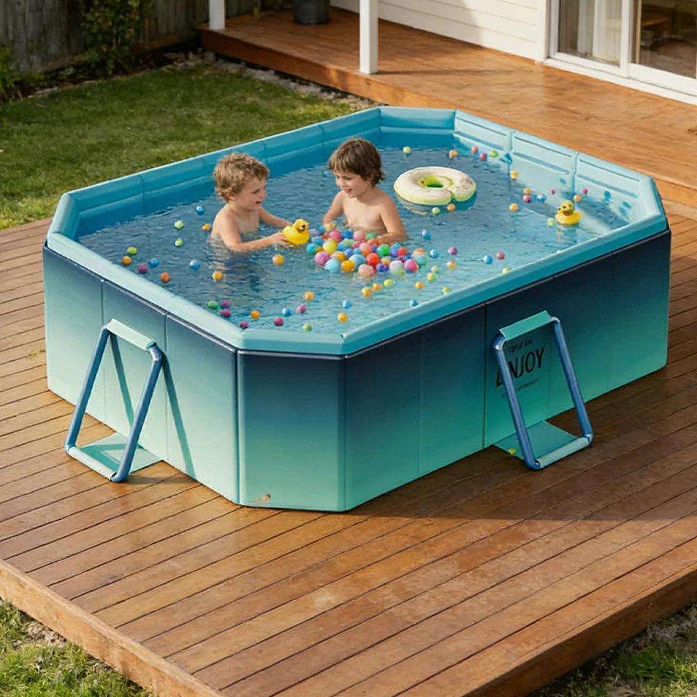 TREKKA Reinforced Family Swimming Pool Double Layer Composite High Strength 160/210/260cm Family Backyard Use - Blue