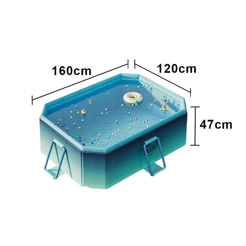 TREKKA Reinforced Family Swimming Pool Double Layer Composite High Strength 160/210/260cm Family Backyard Use - Blue