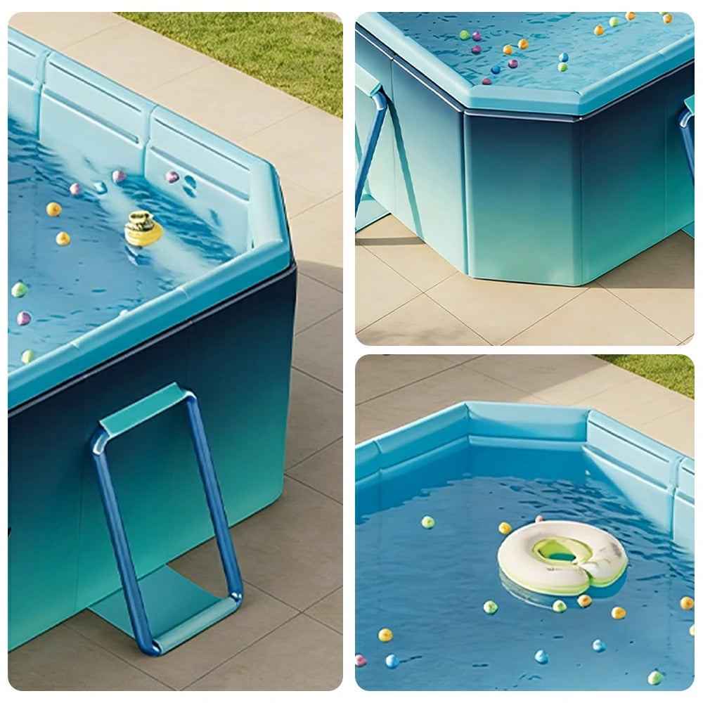 TREKKA Reinforced Family Swimming Pool Double Layer Composite High Strength 160/210/260cm Family Backyard Use - Blue