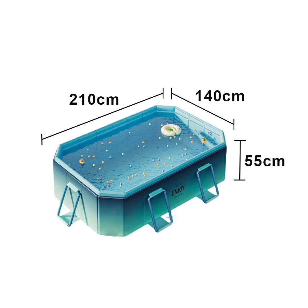 TREKKA Reinforced Family Swimming Pool Double Layer Composite High Strength 160/210/260cm Family Backyard Use - Blue
