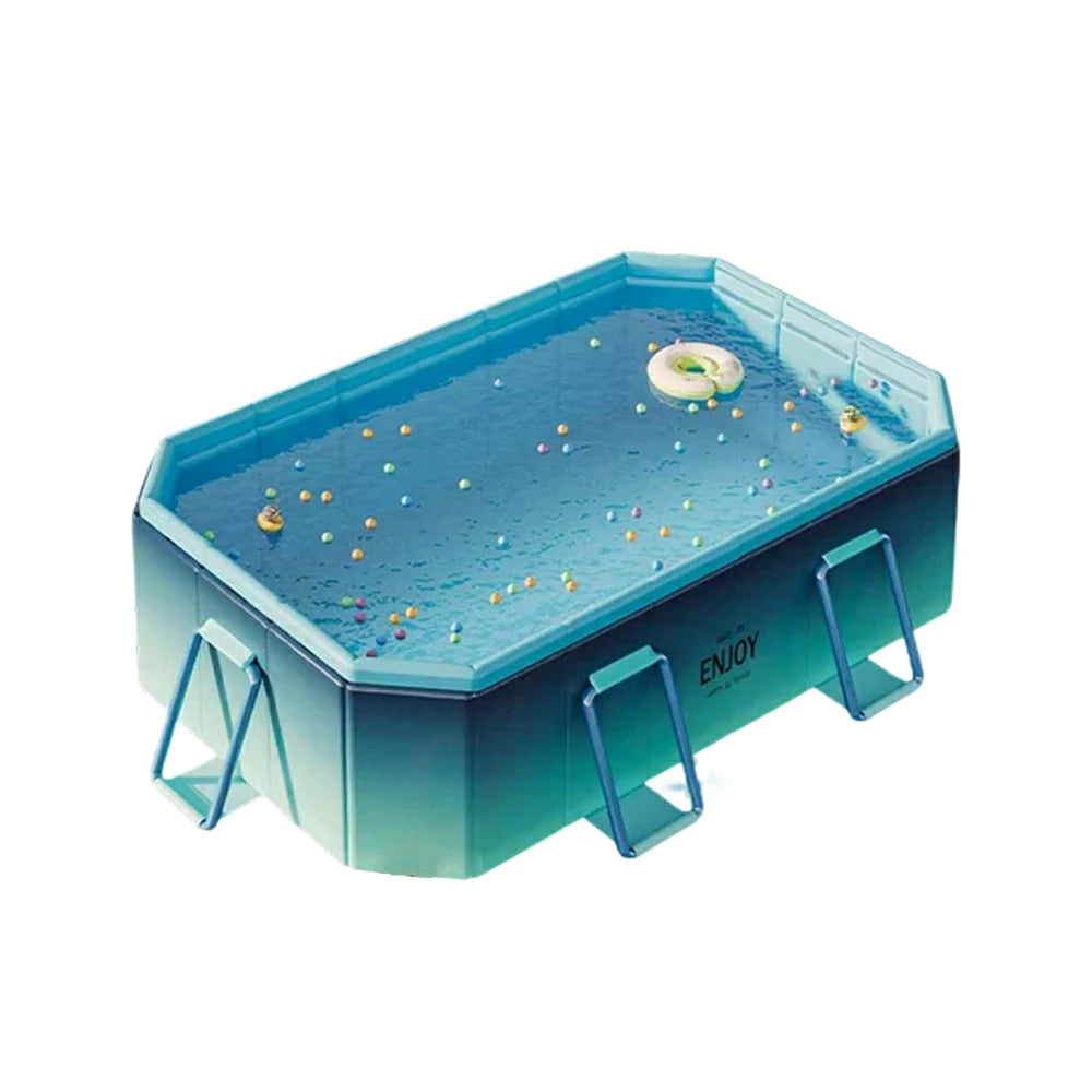 TREKKA Reinforced Family Swimming Pool Double Layer Composite High Strength 160/210/260cm Family Backyard Use - Blue