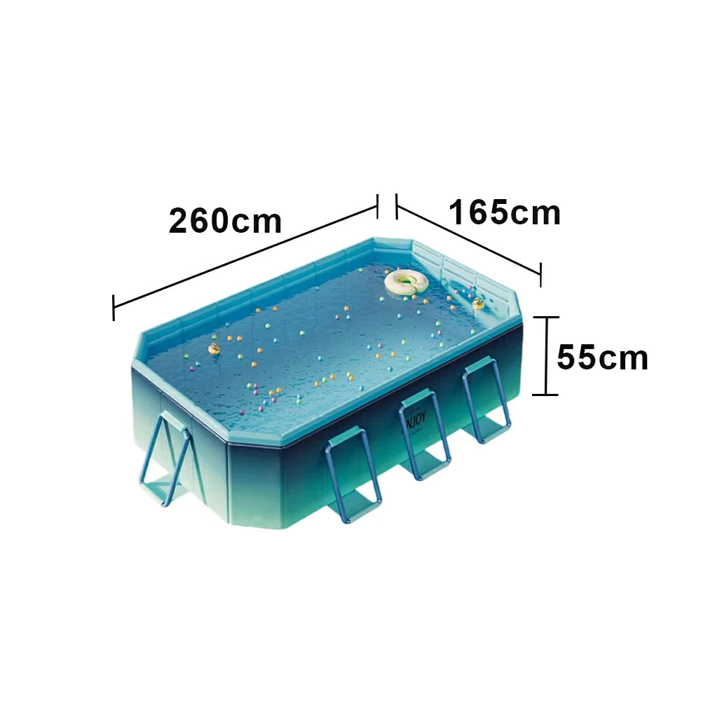 TREKKA Reinforced Family Swimming Pool Double Layer Composite High Strength 160/210/260cm Family Backyard Use - Blue