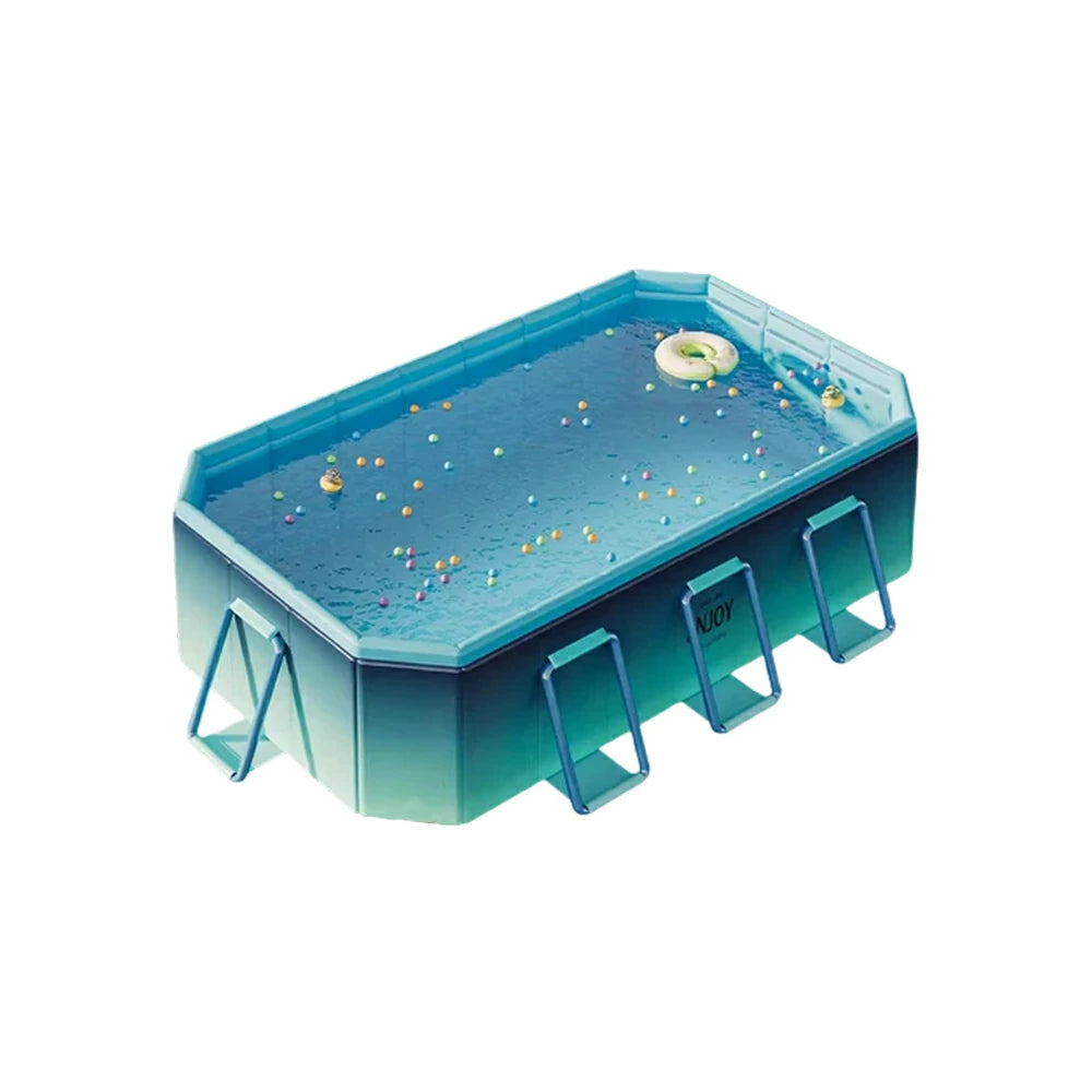 TREKKA Reinforced Family Swimming Pool Double Layer Composite High Strength 160/210/260cm Family Backyard Use - Blue