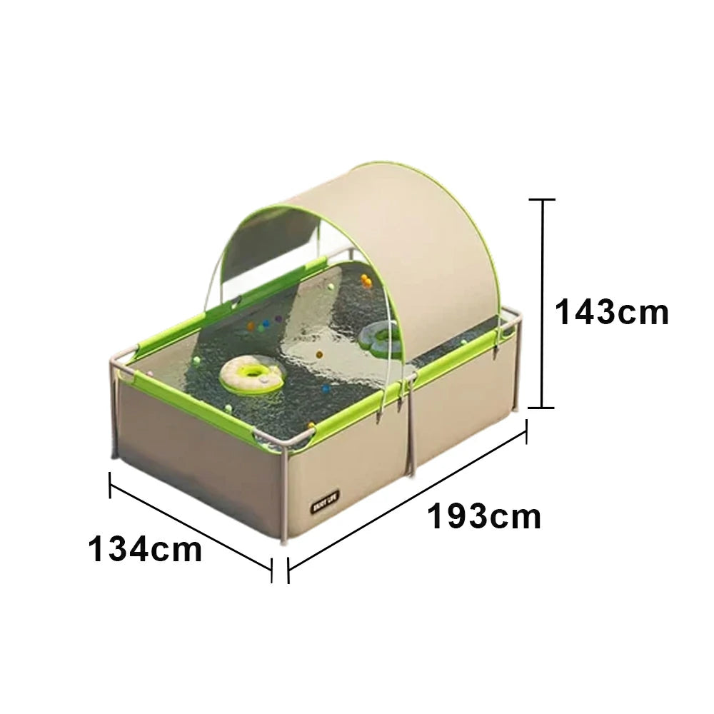 TREKKA Frame Swimming Pool with Canopy UV Protection Triple Layer PVC Steel Frame 190/260/390cm Backyard Outdoor Use