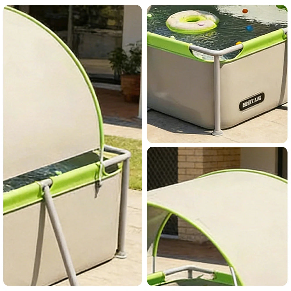 TREKKA Frame Swimming Pool with Canopy UV Protection Triple Layer PVC Steel Frame 190/260/390cm Backyard Outdoor Use