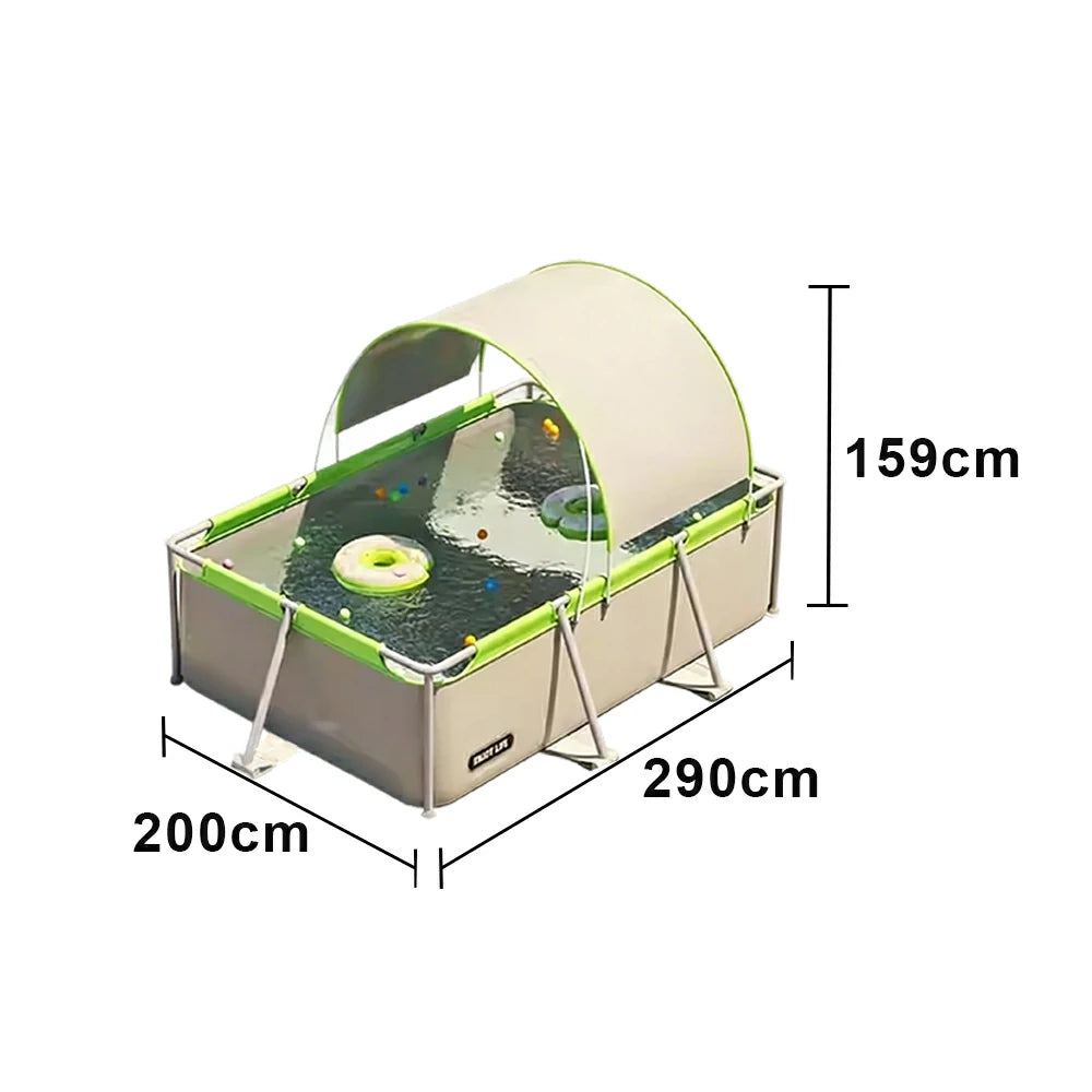 TREKKA Frame Swimming Pool with Canopy UV Protection Triple Layer PVC Steel Frame 190/260/390cm Backyard Outdoor Use