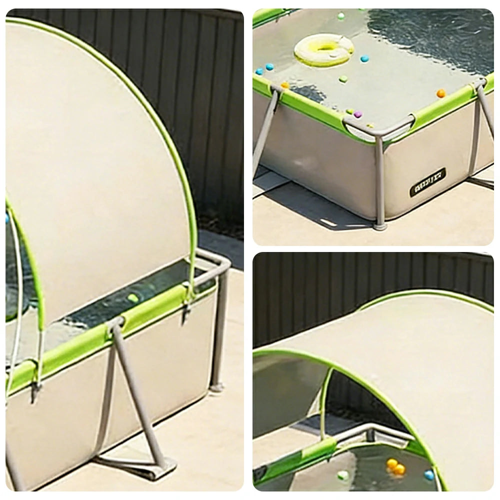 TREKKA Frame Swimming Pool with Canopy UV Protection Triple Layer PVC Steel Frame 190/260/390cm Backyard Outdoor Use