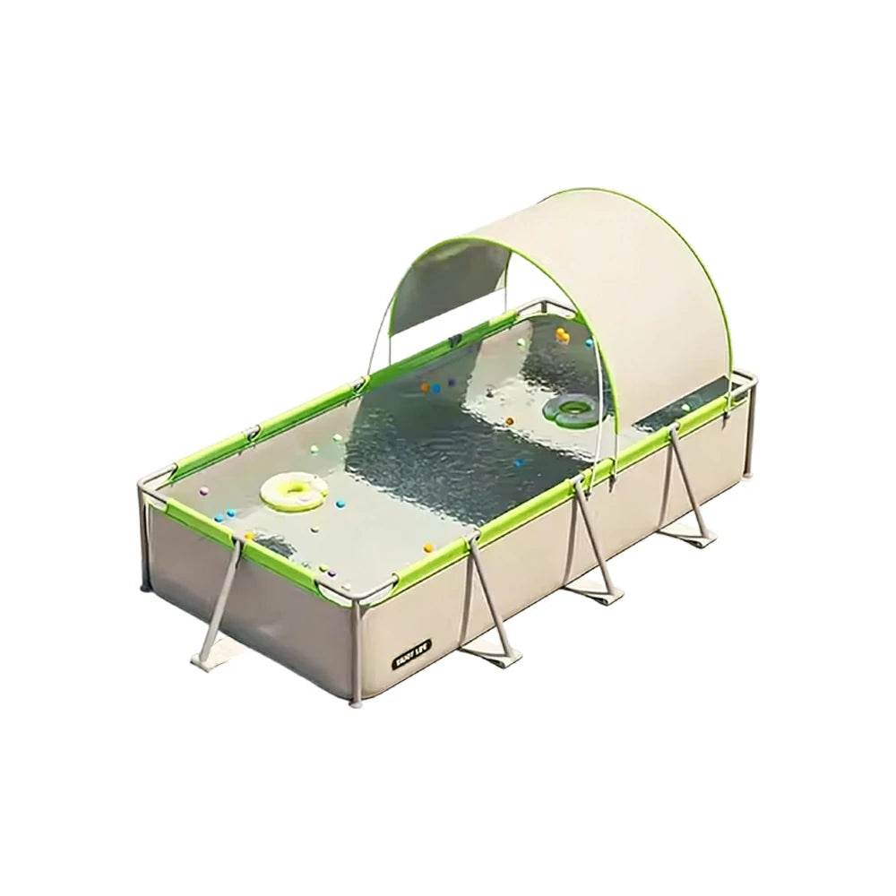 TREKKA Frame Swimming Pool with Canopy UV Protection Triple Layer PVC Steel Frame 190/260/390cm Backyard Outdoor Use