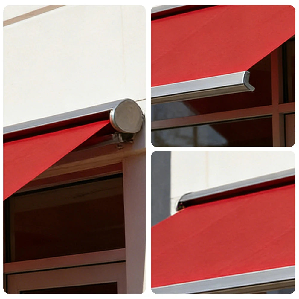 SOLARA Electric Retractable Awning Black Frame Remote Control Waterproof Aluminium 300/400/500cm Patio Balcony Outdoor Use - Red