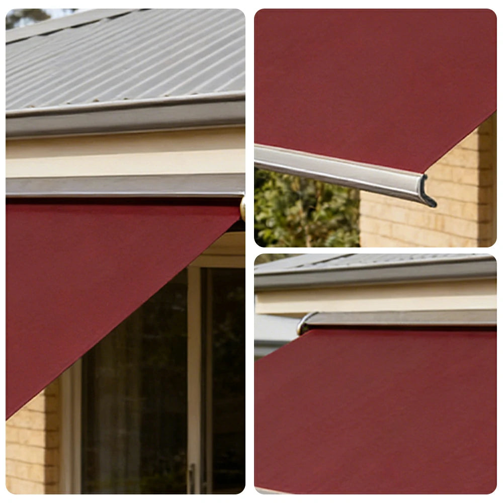 SOLARA Electric Retractable Awning Black Frame Remote Control Waterproof Aluminium 300/400/500cm Patio Balcony Outdoor Use - Wine