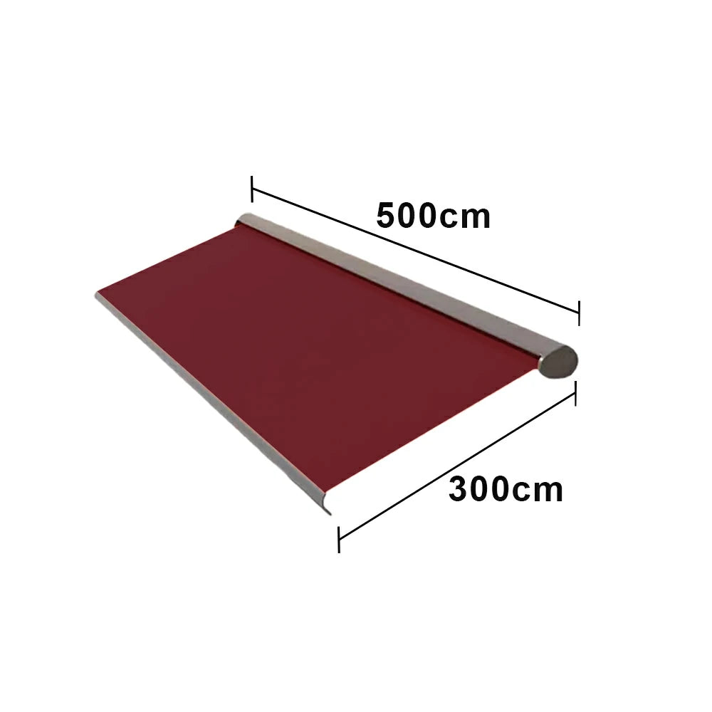 SOLARA Electric Retractable Awning Black Frame Remote Control Waterproof Aluminium 300/400/500cm Patio Balcony Outdoor Use - Wine