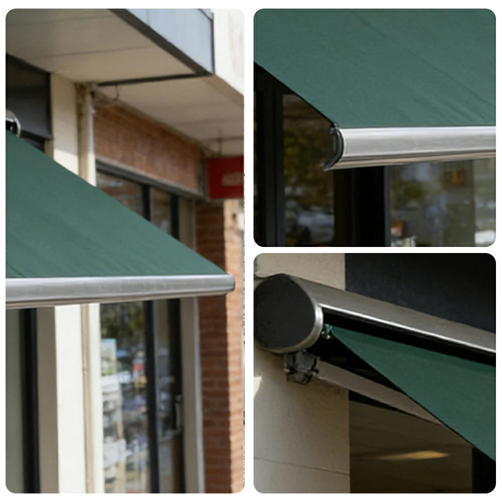 SOLARA Electric Retractable Awning Black Frame Remote Control Waterproof Aluminium 300/400/500cm Patio Balcony Outdoor Use - Dark Green
