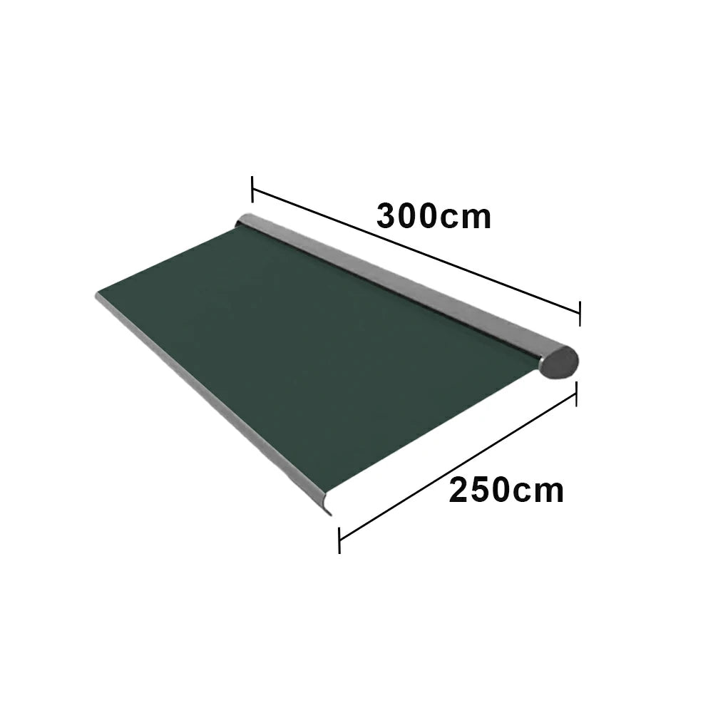 SOLARA Electric Retractable Awning Black Frame Remote Control Waterproof Aluminium 300/400/500cm Patio Balcony Outdoor Use - Dark Green