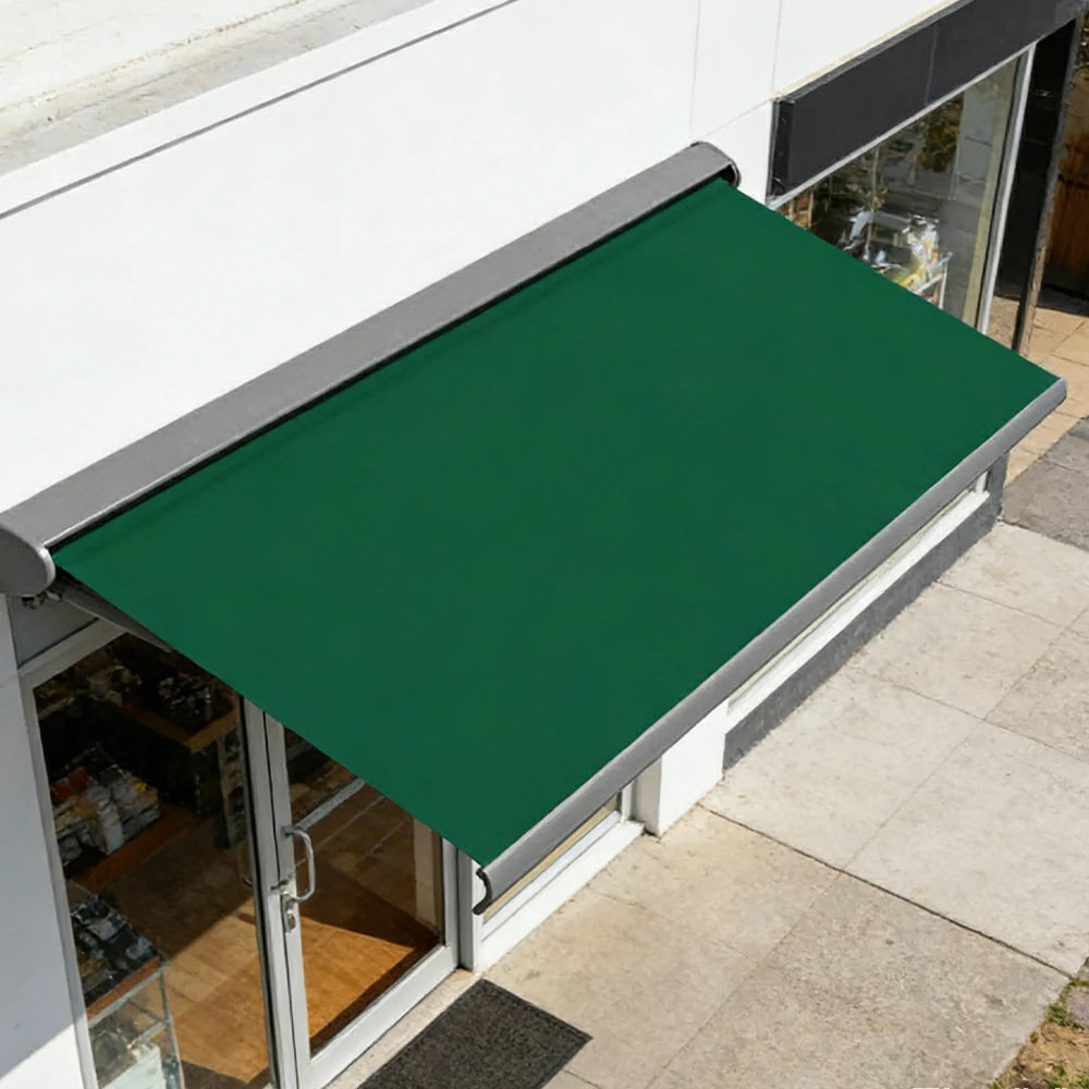 SOLARA Electric Retractable Awning Black Frame Remote Control Waterproof Aluminium 300/400/500cm Patio Balcony Outdoor Use - Green
