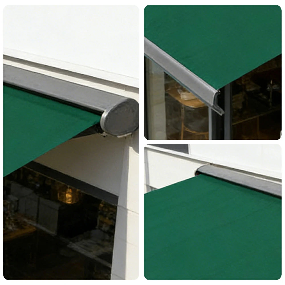 SOLARA Electric Retractable Awning Black Frame Remote Control Waterproof Aluminium 300/400/500cm Patio Balcony Outdoor Use - Green