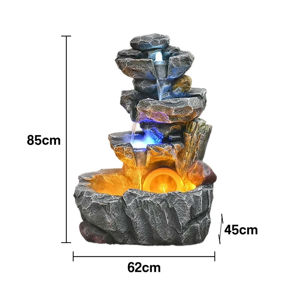 SOLARA Decorative Fountain - Resin Cascading Rock Design, UV-Resistant, Waterproof, Tranquil Water Sounds for Relaxation and Decor