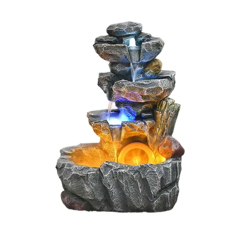 SOLARA Decorative Fountain - Resin Cascading Rock Design, UV-Resistant, Waterproof, Tranquil Water Sounds for Relaxation and Decor