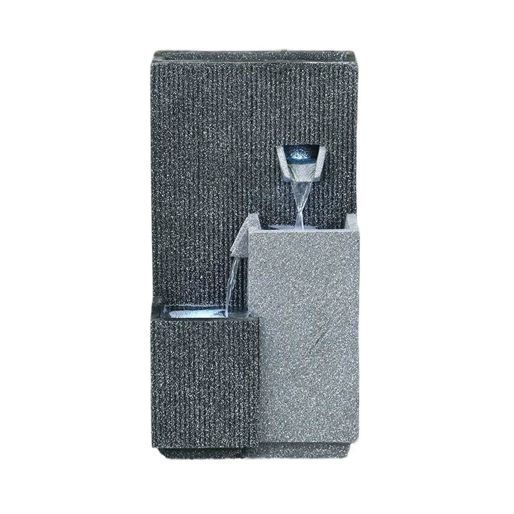 SOLARA Decorative Fountain - Geometric Design, Cascading Water Flow, Resin, UV-Resistant, Waterproof, Ideal for Indoor & Outdoor Decor