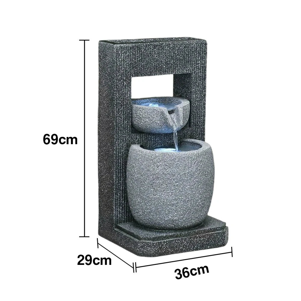 SOLARA Indoor & Outdoor Water Fountain - Resin Cascading Waterfall, UV-Resistant, Waterproof, Elegant Geometric Design for Tranquil Atmosphere